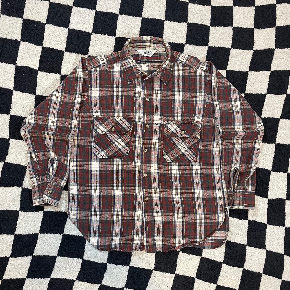vintage 90's woolrich flannel red plaid made in usa large